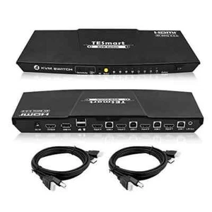 Conmutador KVM HDMI de 4 puertos TESmart - Salida de audio UHD de 4K 60Hz y uso compartido USB - 4x1 - Imagen 1 de 3