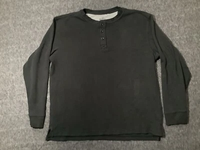 Camisa masculina Henley waffle cabeça vermelha grande preta térmica manga longa externa - Imagem 1 de 4