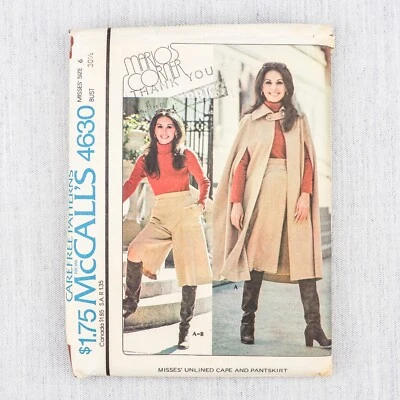 VTG 1970s McCall's Pattern 4630 Misses Cape Pantskirt/Gaucho Pants Size 6 Uncut - Image 1 of 4
