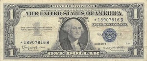 USA / Silver Certificate Star * $1 * Series 1957 B Circulated Banknote Jj - Picture 1 of 2