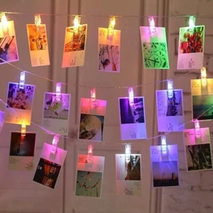 10 LED Photo Clips String Lights 1.5m Cards Holder Holiday Lamp - Picture 1 of 12
