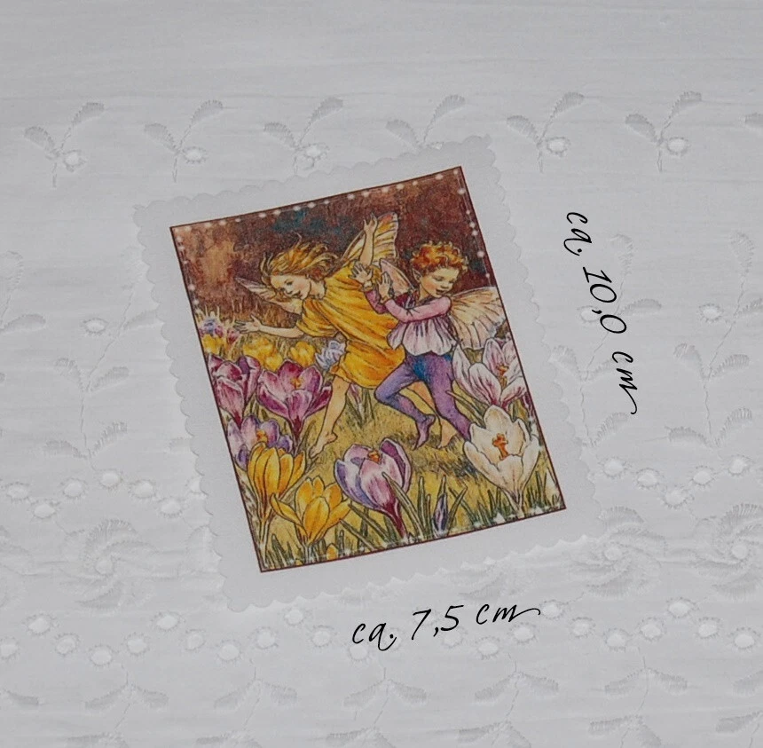 nostalgische Applikation Aufnäher Patch Fairy Elfe Vintage Krokus Crocus Fee - Bild 1 von 1