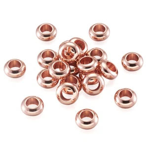 20x Environmental Brass Bead Spacers Rose Gold Smooth Rondelle 7x3mm for Charm - Picture 1 of 5