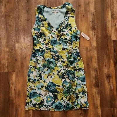 Pendleton Petite 12 Dress Blue Green Floral Silk Poolside Sleeveless  - Image 1 of 4