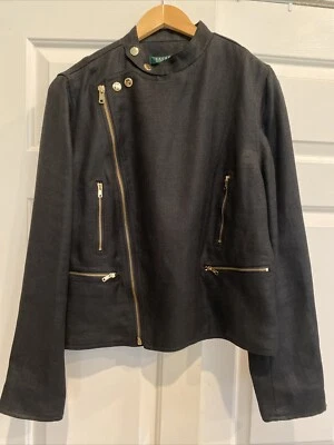 Lauren Ralf Lauren Size Large Black Jacket 100% Linen - Image 1 of 4