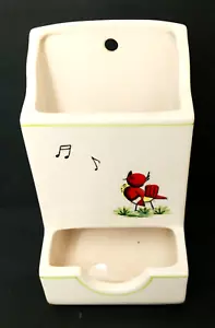 Ucagco Japón Vintage Cerámica Colgante Pared Soporte Cósforo Años 40 6.5" Alto Crazing - Imagen 1 de 6