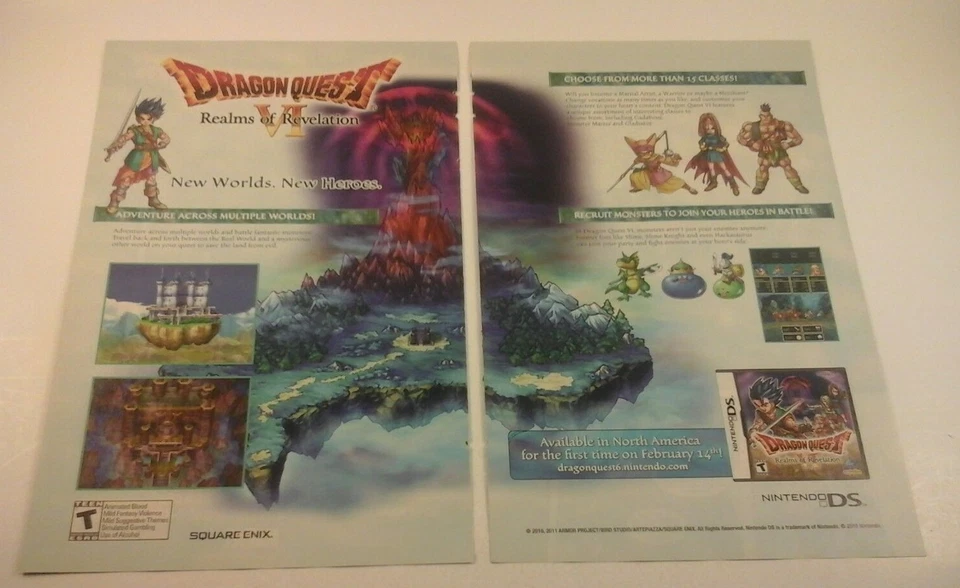 2011 Video Game Print Ad DRAGON QUEST VI - Nintendo DS SQUARE ENIX 10x13" 2pg Ad - Image 1 of 1