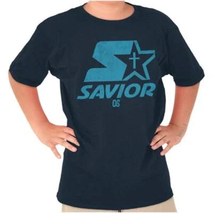 Jesus Savior Saved Religious Christian Cross Youth Crewneck T Shirts Boy or Girl - Picture 1 of 9