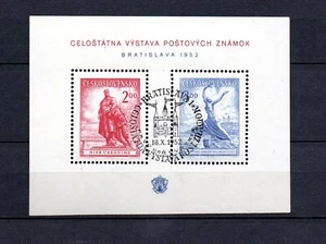 Czechoslovakia 1950 sheet stamp exhibition "Bratislav 1952"  (Michel Bl.13) used - Picture 1 of 1