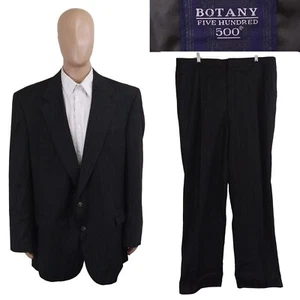 Vintage Botany 500 USA 2 Piece Charcoal Gray Pinstripe Flannel Suit 46XL 40X34.5 - Picture 1 of 14