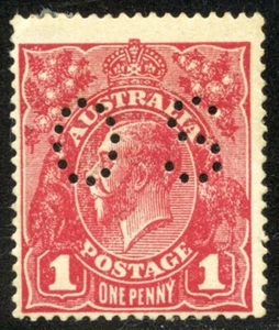 KGV 1d Acsc 72Rbb/G77 OS SINGLE WMK MAROON ROUGH PAPER MLH. - Picture 1 of 2