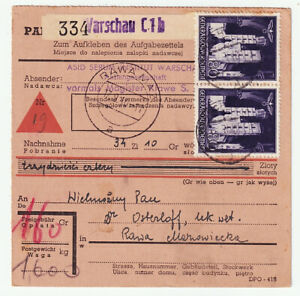 Generalgouvernement, Nachnahme-Paketkarte Warschau - Rawa Maz.