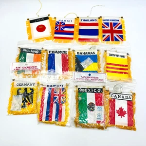 State Country Mini Flag 4" x 5" Window NEW Mexico Japan UK Hawaii France Lot- 12 - Picture 1 of 9