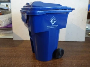 WASTE CONNECTIONS REHRIG DESKTOP BLUE GARBAGE TRUCK MINI BIN CAN & FREE SHIPPING - Picture 1 of 3