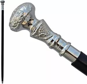 Collectible Nickel polish Brass Wood Victorian Black costume Walking Stick Canes - Picture 1 of 9