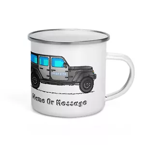 Police Car Enamel Mug. Personalized Kids Cup with Police Vehicle - Picture 1 of 3