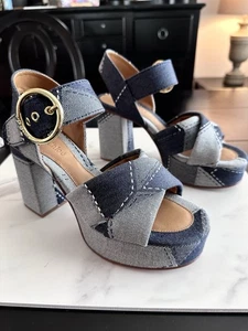 See by Chloe Joei Patchwork Denim Platform Sandals size 38 $475 - Picture 1 of 5
