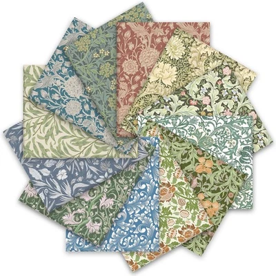 Paquetes de 12 piezas retro de tela de algodón floral 18 X 22" William Morris Fat Quarters Foto 1 de 4