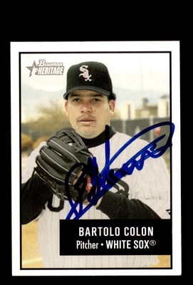 Signed Baseball Card Auto Bartolo Colon 2003 Bowman Heritage #107 White Sox - Image 1 of 2