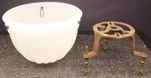 Antique 8" Brascolite Art Deco Ceiling Light Shade  Opalescent Glass & Bracket - Picture 1 of 10