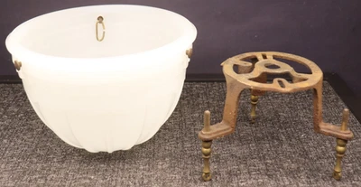 Antique 8" Brascolite Art Deco Ceiling Light Shade  Opalescent Glass & Bracket - Image 1 of 4