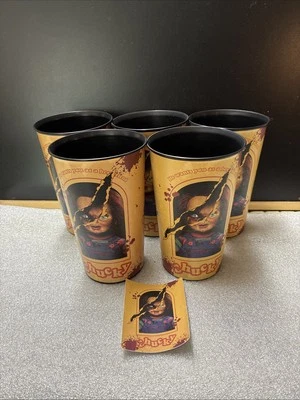 Child's Play Movie Chucky Evil Doll 32 oz. Plastic Cups Set of 5 With Sticker - Image 1 of 3
