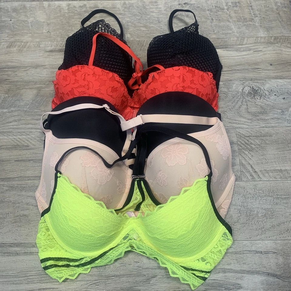 Victoria Secret ROSA Paquete 5 Sujetadores Variedad Plunge Dream Angels Multi Forrado 34 DD Foto 1 de 4