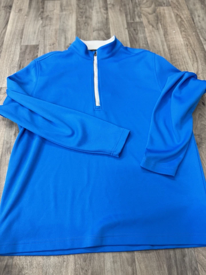 Walter Hagen 1/4 拉链高尔夫套衫 XL 男式皇家蓝色带白色 — 第 1/4 张图片