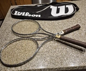 Wilson T 2000 Steel Racket Pair + Case. 4 3/8 And 4 1/2. Very Fine Condition. - Picture 1 of 16