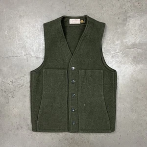 Chaleco Filson Para Hombres Medio Verde Lana Botón Frontal Exterior Ropa de Trabajo Hecho en EE. UU. Bolsillo - Imagen 1 de 7