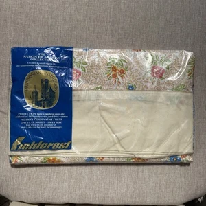 Vintage Fieldcrest Smithsonian Twin Flat Sheet Floral USA No Iron 70s Percale Be - Picture 1 of 4