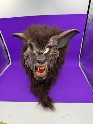 Máscara de lobisomem cabelo castanho presas assustadoras máscara fantasia de Halloween - Imagem 1 de 4