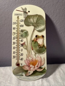 Springfield Lily Pad Flower Dragonfly FROG THERMOMETER - Picture 1 of 2