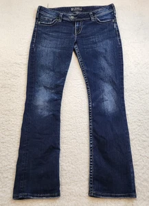 Silver Tuesday Low Rise Y2K Jeans Girls 16 1/2 Distressed W30/L31 Blue denim - Picture 1 of 12