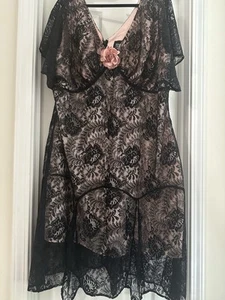 Unique Vintage Plus Size 20 1920s Pink And Black Dress - Picture 1 of 1
