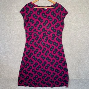 Lily & Me Jersey Short Sleeve Dress Midi Deep Pink Navy Flowers Women’s Size 12 - Picture 1 of 8