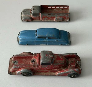 Lot (3) Vintage Diecast Cars Trucks Tootsietoy 746 Kiddie-Toy Hubley USA - Picture 1 of 22