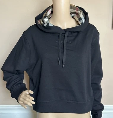 Sudadera a Cuadros con Logo Burberry Talley Negra L 8084391 Nueva con Etiquetas $760 Foto 1 de 4