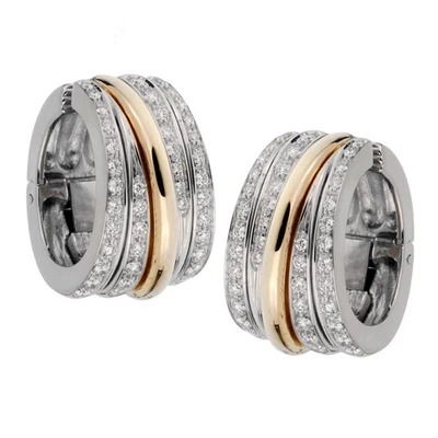 Pomellato Diamond Hoop 18k Rose & White Gold Earrings - Image 1 of 4