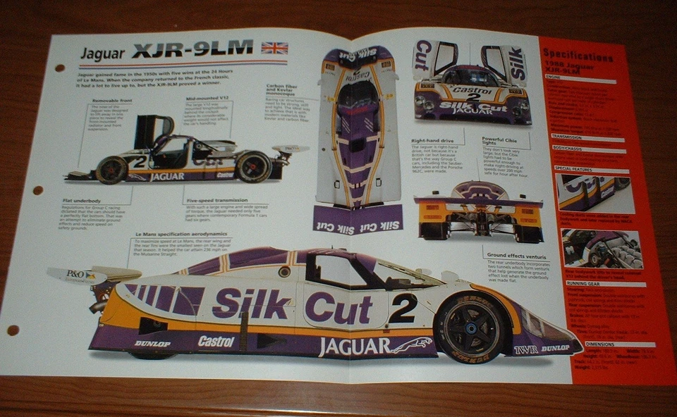 1988 JAGUAR XJR-9LM BROCHURA IMP ORIGINAL 88 GRAND PRIX LE MANS RACING BRUNDLE - Imagem 1 de 1