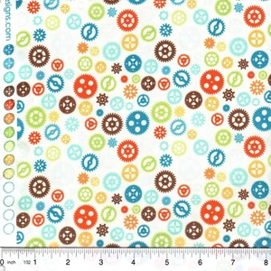 Multi Colored Gears Fun & Games Riley Blake 100% cotton fabric - PICK SIZE - Picture 1 of 1