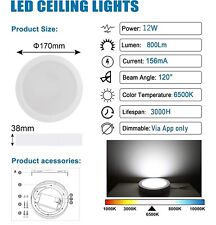 Wi-fi Smart Ceiling Light Round Diameter 17cm Warm to Cool White 800 LM 12w