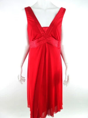 DEBENHAMS  Größe 16 Rot Midi Ballkleid Abend Kleid Ärmellos - Bild 1 von 4