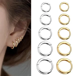 2/8Pcs Fashion Simplicity 316L Stainless Steel Small Hoop Earrings, Cartilage Tr - Picture 1 of 45