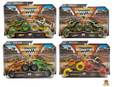 SPIN MASTER Monster Jam 1:64 Salvager Double Decker EarthShaker MAX-D Grave ect. in 2-Pack