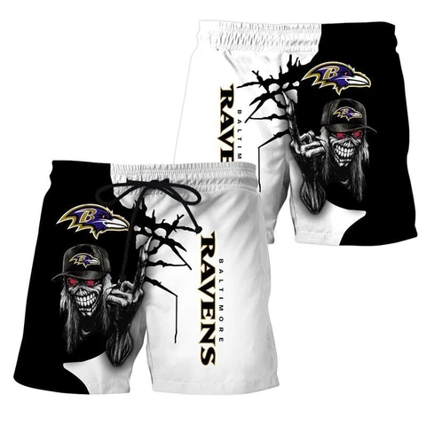 Baltimore Ravens Mens Summer Shorts Casual Drawstring Beach Board Swim Trunks Cover