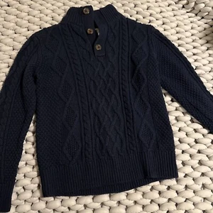 Gap Kids Cable Knit Pullover Cotton Sweater Sz L 10/11 Navy Blue - Picture 1 of 7