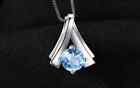 Natural Blue Topaz Pendant, 925 Sterling Silver Pendant, Wedding Gift Pendant