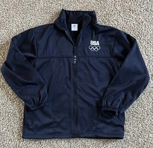 USA Olympic Jacket Womens Medium Black Full Zip Mock Neck Embroidered - Picture 1 of 4