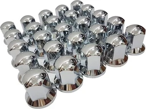 100 x 33mm Rad Mutter Abdeckung Lux Plastik Chrom Für Lkw-Anhänger Bus Lkw - Zdjęcie 1 z 9